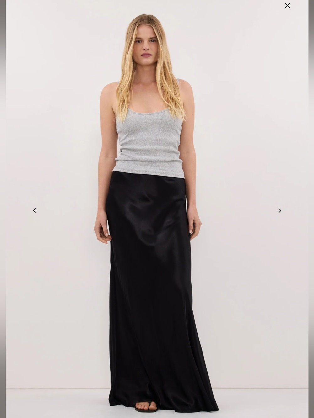 Dissh Satin Maxi Skirt Black with Drawstring Waist Size 8